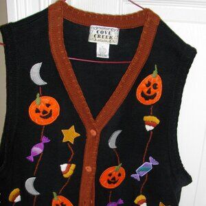 Women's Cove Creek large Halloween sweater. Black with appliques. Like new.